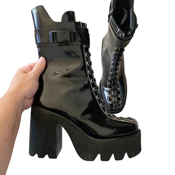 Jeffrey Campbell Viking Platform Boot Black New 10 - Picture 2 of 12